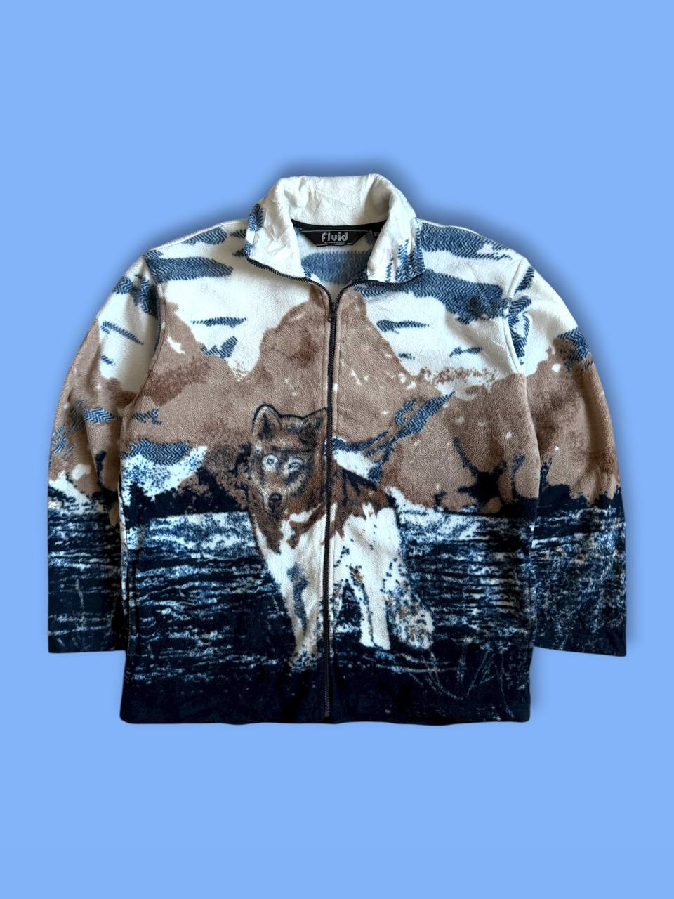 Флис кофта волками  