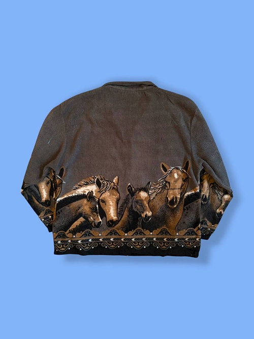 Флис кофта с лошадьми 