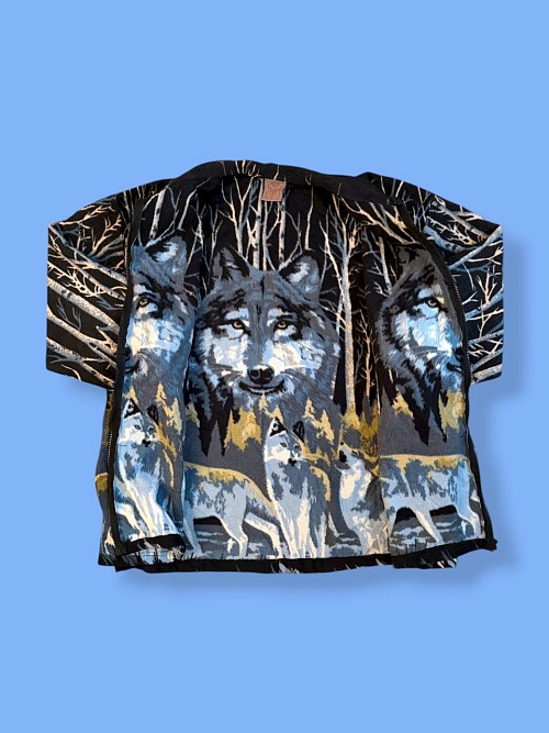 Флис кофта с волком 