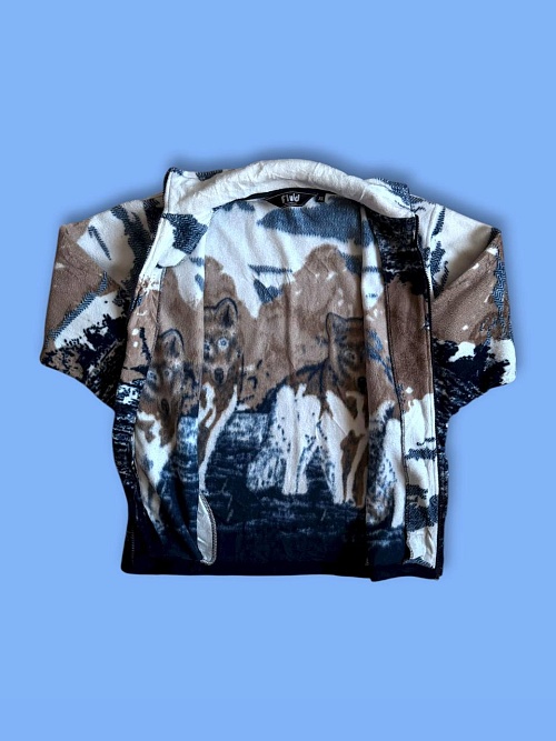 Флис кофта волками  