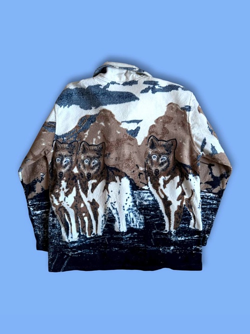 Флис кофта волками  